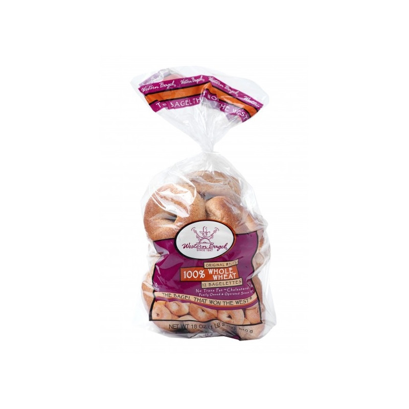 WESTERN  BAGEL - MINI BAGELETTES 100% WHOLE WHEAT - (12 PC/PKT) 510GM X 10 (51368) (B:6743)